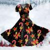 ZYXTIM Women Vintage Christmas Dress V Neck Novelty Print Classic Swing Cocktail Party Dresses Flowy Holiday Dresses Cocktail A-Black view 2
