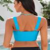 GRAPENT Summer Bathing Suit Bikini Tops for Women Cropped Tankini Tops Beach Padded Knot Twist Cut Out Adjustable Tank Swimwear Swim Suit Top Only Hawaiian Ocean Color XX-Large Size 20 to 22 view 2