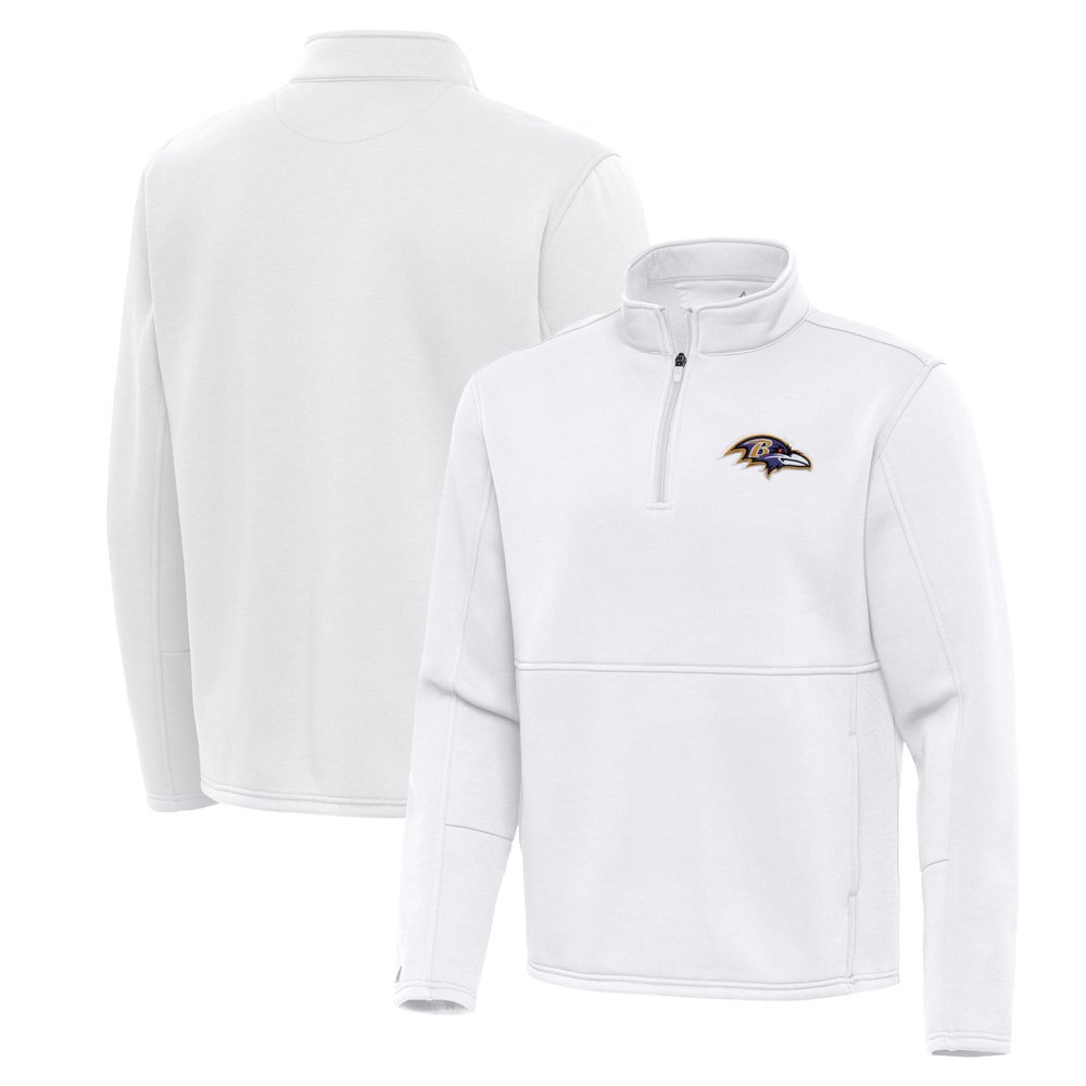 Antigua Men's White Baltimore Ravens Twist Quarter-Zip Pullover Jacket