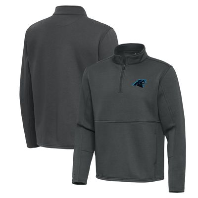 Antigua Men's Pewter Carolina Panthers Twist Quarter-Zip Pullover Jacket