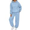 Sweatsuits Women 2 Piece Outfit,2024 Casual Loose Oversized Hoodies Jogger Sweatpants Y2K Tracksuit Long Sleeve Lounge Sweatshirt Fall Fashion Sweatsuit With Pockets(B-Sky Blue,L) view 1