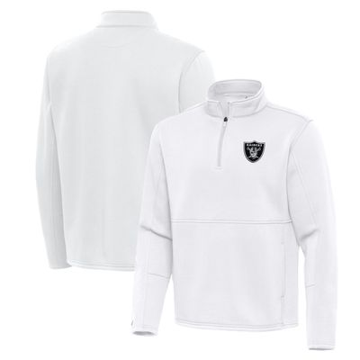 Antigua Men's White Las Vegas Raiders Twist Quarter-Zip Pullover Jacket