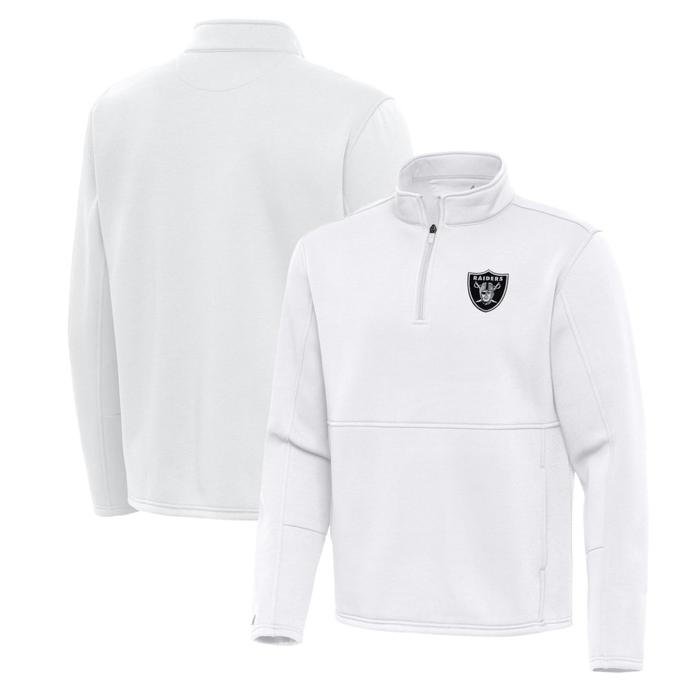 Antigua Men's White Las Vegas Raiders Twist Quarter-Zip Pullover Jacket