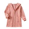 Girls Solid Knit Open Front Cardigan Sweater Hooded Coat Kids Winter Long Dress Long Sleeve Coat Jacket with (Pink, 110) view 1