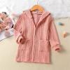 Girls Solid Knit Open Front Cardigan Sweater Hooded Coat Kids Winter Long Dress Long Sleeve Coat Jacket with (Pink, 110) view 2