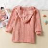 Girls Solid Knit Open Front Cardigan Sweater Hooded Coat Kids Winter Long Dress Long Sleeve Coat Jacket with (Pink, 110) view 3