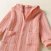 Girls Solid Knit Open Front Cardigan Sweater Hooded Coat Kids Winter Long Dress Long Sleeve Coat Jacket with (Pink, 110) view 4