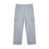 Cargo Joggers for Men Winter Fleece Straight Leg Athletic Pants Classic Drawstring Waisted Lounge Cargo Wide Leg Pants Gray view 3