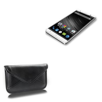BoxWave Case Compatible with Mlais M7 Plus - Elite Leather Messenger Pouch, Synthetic Leather Cover Case Envelope Design - Jet Black