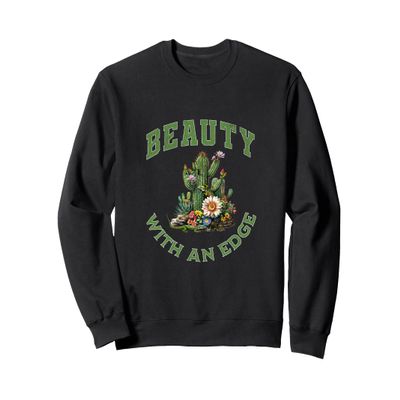 Desert Wildflowers Scene Boho Cactus Design Western Cowgirl Sweatshirt