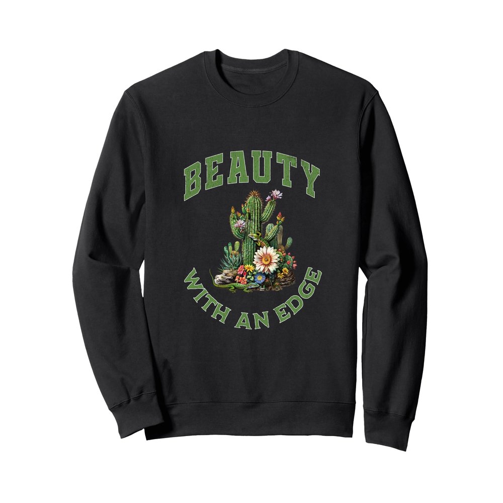 Desert Wildflowers Scene Boho Cactus Design Western Cowgirl Sweatshirt
