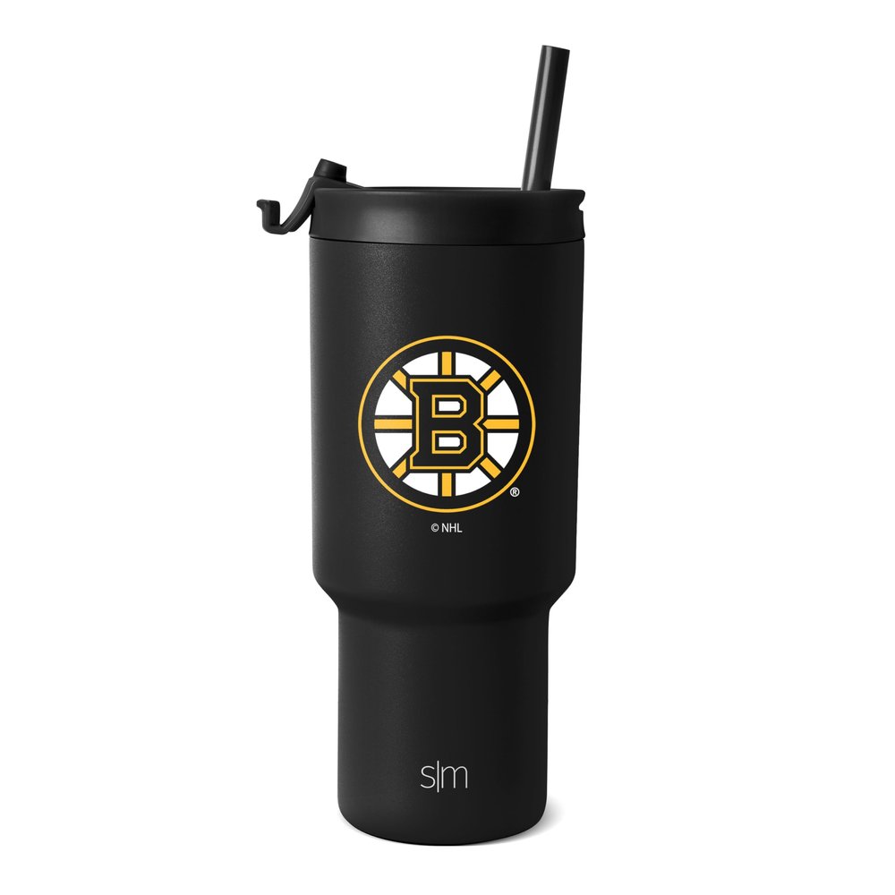 Simple Modern Officially Licensed NHL Boston Bruins 30 oz Tumbler with Flip Lid and Straws | Hockey Insulated Cup Stainless Steel | Gifts for Men Women | Trek Collection | Boston Bruins