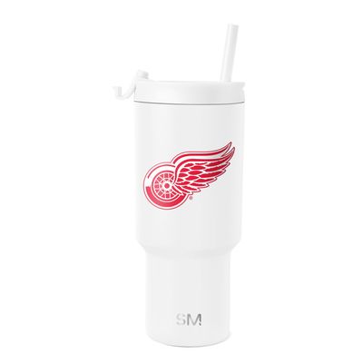 Simple Modern Officially Licensed NHL Detroit Red Wings 30 oz Tumbler with Flip Lid and Straws | Hockey Insulated Cup Stainless Steel | Gifts for Men Women | Trek Collection | Detroit Red Wings