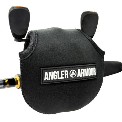 Angler Armour Baitcast Reel Cover | Baitcaster Sleeve | Fishing Reel Pouch | Low Profile Baitcasting Reel Protector | Neoprene Reel Case | 50 100 200 Series Baitcast Covers (Black)