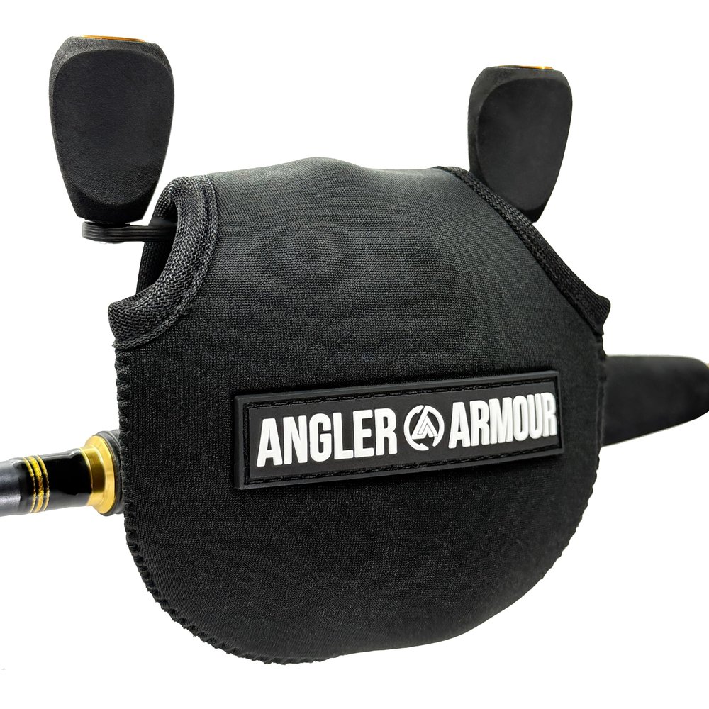 Angler Armour Baitcast Reel Cover | Baitcaster Sleeve | Fishing Reel Pouch | Low Profile Baitcasting Reel Protector | Neoprene Reel Case | 50 100 200 Series Baitcast Covers (Black)