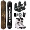 Symbolic Freedom Airtracks Men Snowboard & Bindings & Boots & Leash & Stomp & Gaiter Complete System Package Freeride Freestyle (160 cm, 7 Men/Kid(Eu39) at White+BLK Bindg) view 1