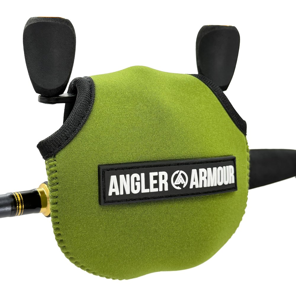 Angler Armour Baitcast Reel Cover | Baitcaster Sleeve | Fishing Reel Pouch | Low Profile Baitcasting Reel Protector | Neoprene Reel Case | 50 100 200 Series Baitcast Covers (Olive Green)