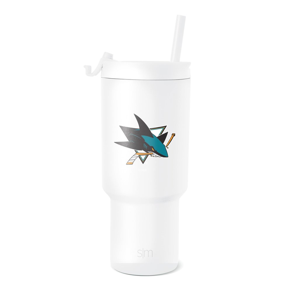 Simple Modern Officially Licensed NHL San Jose Sharks 30 oz Tumbler with Flip Lid and Straws | Hockey Insulated Cup Stainless Steel | Gifts for Men Women | Trek Collection | San Jose Sharks