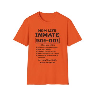 Personalized Mom Life Inmate Costume T-Shirt  Custom Inmate Number  Funny Halloween Shirt for Moms - Fun Mom Life Orange