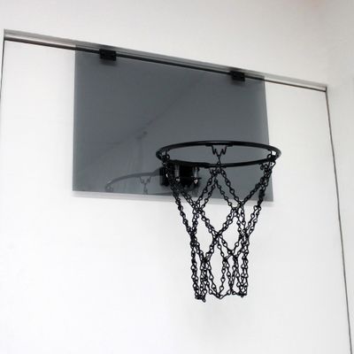 18x12 Mini Basketball Hoop with Chain Net, Modern Mini Hoop, Door Hooks and Smoke Gray Backboard