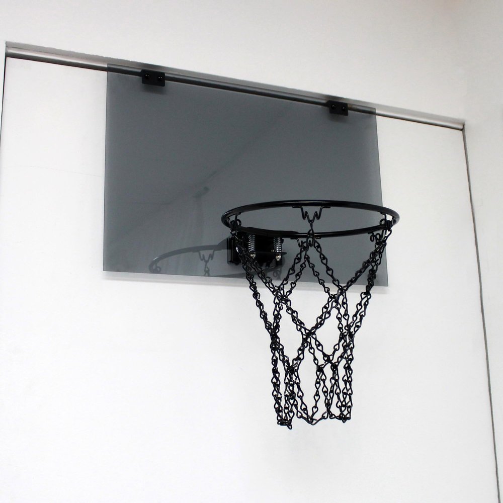 18x12 Mini Basketball Hoop with Chain Net, Modern Mini Hoop, Door Hooks and Smoke Gray Backboard
