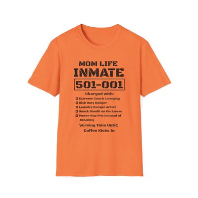 Personalized Mom Life Inmate Costume T-Shirt  Custom Inmate Number  Funny Halloween Shirt for Moms - Fun Mom Life Heather Orange