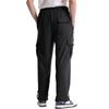 Black Fitted Open Bottom Cargo Sweatpants With Pockets - Casual Outdoor Drawstring Jogger Pants - Stretch Active Wide Leg Straight Leg Workout Pants for Men view 3