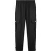Black Fitted Open Bottom Cargo Sweatpants With Pockets - Casual Outdoor Drawstring Jogger Pants - Stretch Active Wide Leg Straight Leg Workout Pants for Men view 4