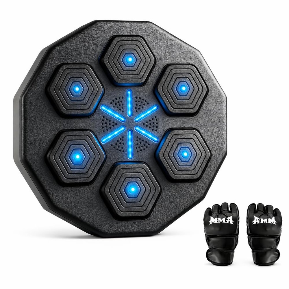 EPHESPORT Music Boxing Machine with Gloves, Smart Wall-Mounted Punching Target with Rhythm Lights, Interactive Boxing Game for Kids, Teens & Adults, Fun Family Fitness & Home Workout Gift