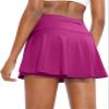 SANTINY Pleated Tennis Skirt for Women with 4 Pockets Women's High Waisted Athletic Golf Skorts Skirts for Running Casual (Rose_L) view 1