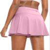 SANTINY Pleated Tennis Skirt for Women with 4 Pockets Women's High Waisted Athletic Golf Skorts Skirts for Running Casual (Pink_S) view 1