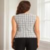 Allegra K Tweed Top for Women Elegant Sleeveless Crew Neck Business Casual Blazer Vest Tops Large White Black view 3