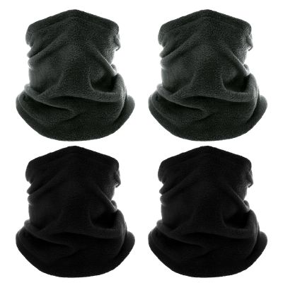 yeabwps 4 Pack Winter Neck Warmers Face Mask for Men Women Fleece Neck Gaiter Mask Face Cover Balaclava Scarf (2 Black 2 Dark Grey)
