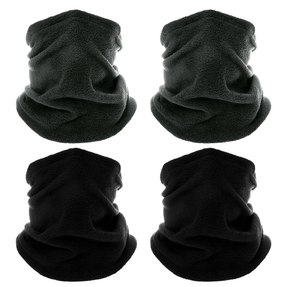yeabwps 4 Pack Winter Neck Warmers Face Mask for Men Women Fleece Neck Gaiter Mask Face Cover Balaclava Scarf (2 Black 2 Dark Grey)
