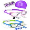 Hurdilen Swim Goggles for Kids Toddlers 3-14 with Swim Cap, Nose Clip, Nose Bridge, Ear Plugs view 1