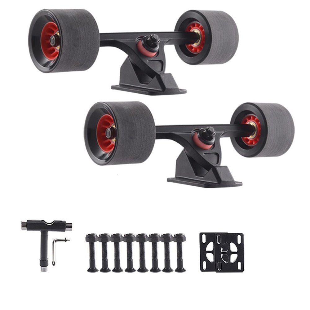 GROWTHLIN Skateboard Trucks and Wheels Set 70mm Longboard Wheels 70mm Wheels 83A Soft Wheels 7-inch Aluminum Trucks Bearings Screws Riser Pads and Spacer