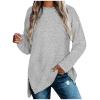 Piuwrlz Women's Sherpa Pullover Sweaters Fuzzy Warm Tops Solid Plush Sweater Split Hem Long Fluffy Sweatshirts view 2