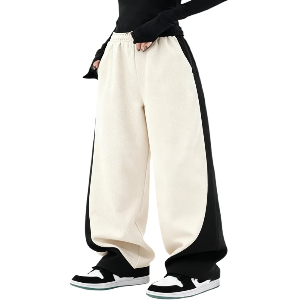 EMMIOL Wide Leg Sweatpants for Women, High Waisted Baggy Joggers, Barrel Leg Lounge Pants with Pockets Apricot