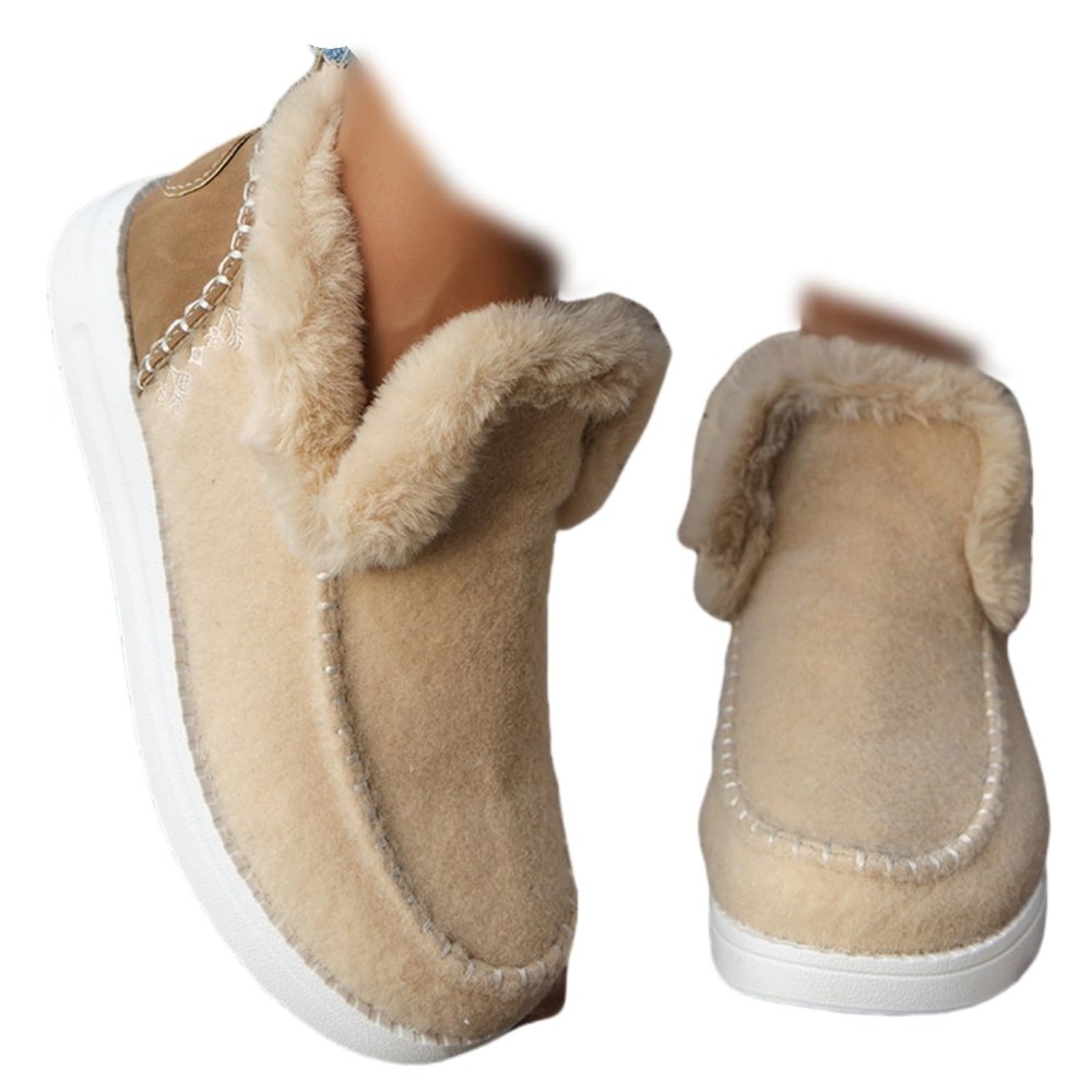Boots For Women Fashion Mid Calf Women's Winter Snow Boots Slip on Insulated Fur Lined Lightweight Cold Weather Warm Ankle Booties Comfortable Outdoor Walking Shoes