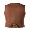 AMOSKAMAR Retro Vest for Boys Western Vest Suede Leather V-Neck Casual Cowboy Brown Waistcoat Size 2 view 2