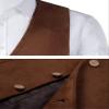 AMOSKAMAR Retro Vest for Boys Western Vest Suede Leather V-Neck Casual Cowboy Brown Waistcoat Size 2 view 3