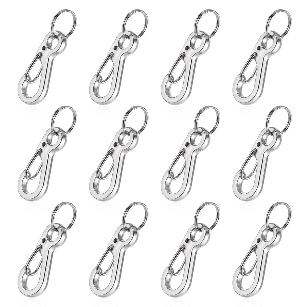 12Sets Mini Carabiner Clip Metal Spring Snap Hook 1 Inch Small Carabiner Clips Tiny Paracord Hanging Clips for Backpack Key Chain Dog Leash Fishing(Silver)