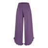 2024 Joggers Womens Fall Fashion Women's Solid Color Fashionable Casual High Waisted Pleated Irregular Cotton Linen Trendy Fall (Purple, S) Placed Recently by Me view 4