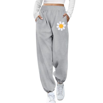 Lolvmvchi Deals Wide Leg Oants Women's Solid Flower Printed Trouser Hem Strap Casual Pants Trendy Fall Outfits for Women 2024 (Grey, L) Placed Recently by Me