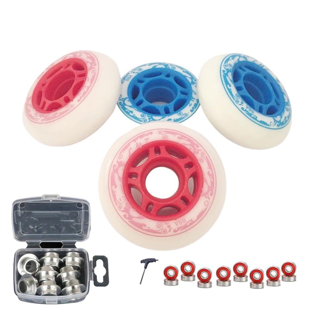 GROWTHLIN 8 Pack 64mm 68mm Inline Skate Wheels Outdoor Indoor with ABEC-9 Bearings Formula 88A Hardness for Indoor Outdoor (Blue,68mm)