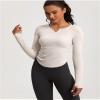 Women Shirts with Built in Bra Long Sleeve Workout T Shirt Athletic Crewneck Top with Thumb Hole (White,M,Medium) view 2