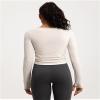 Women Shirts with Built in Bra Long Sleeve Workout T Shirt Athletic Crewneck Top with Thumb Hole (White,M,Medium) view 3
