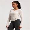 Women Shirts with Built in Bra Long Sleeve Workout T Shirt Athletic Crewneck Top with Thumb Hole (White,M,Medium) view 4