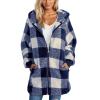 NineFit Basics Women's Sherpa Jacket, Blue, XX-Large, Plus Size, Relaxed Fit, Zipper Closure, Hooded, Casual, All Seasons, Not Water Resistant, Women, Teen Girls, Maternity, All Ages, Coat view 1