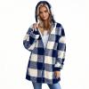 NineFit Basics Women's Sherpa Jacket, Blue, XX-Large, Plus Size, Relaxed Fit, Zipper Closure, Hooded, Casual, All Seasons, Not Water Resistant, Women, Teen Girls, Maternity, All Ages, Coat view 2